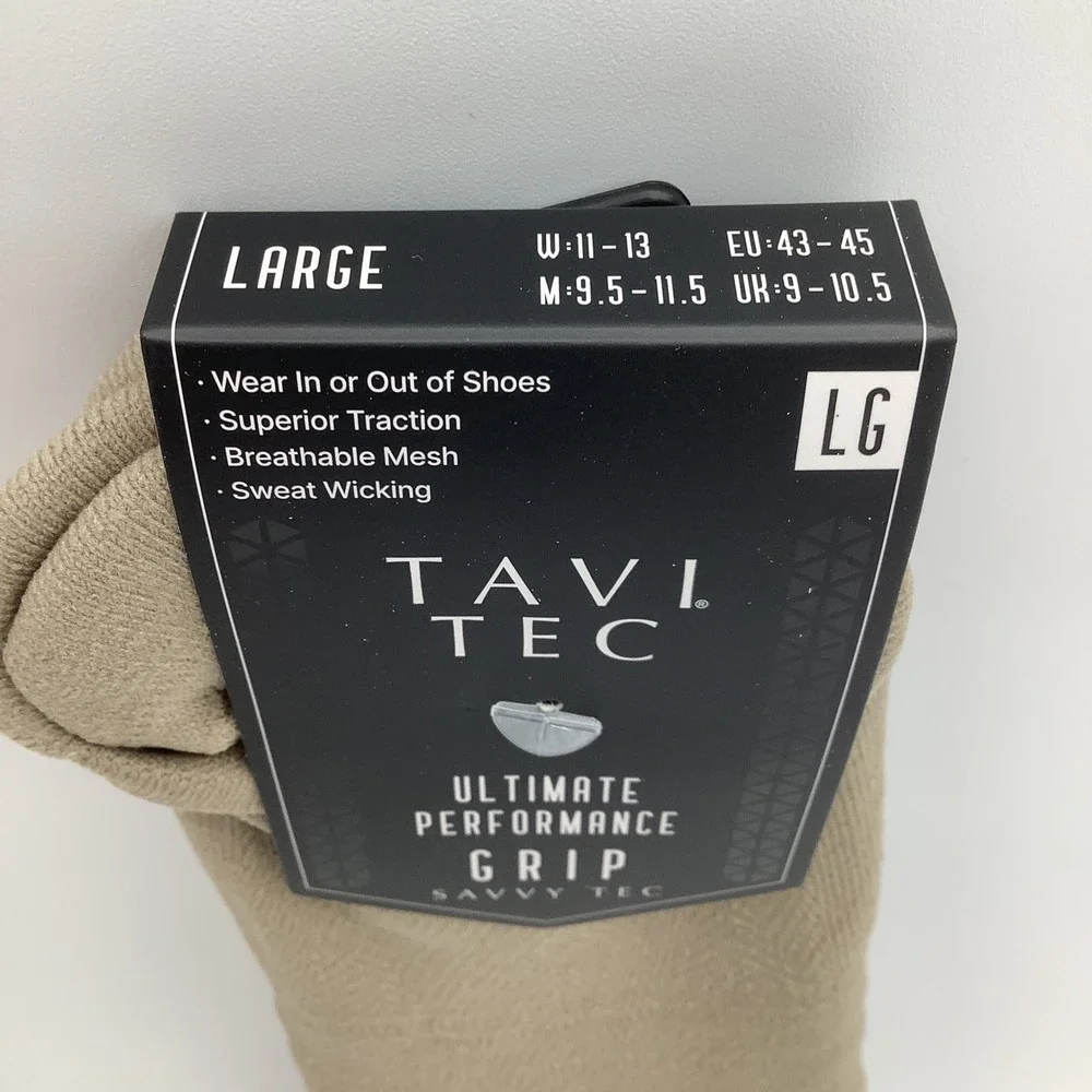 Tavi Tec‎ Savvy Tec Ultimate Performance Grip Socks Shitake Tan Size Large New